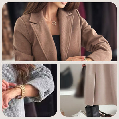 Manteau d'hiver long en laine chic pour femme