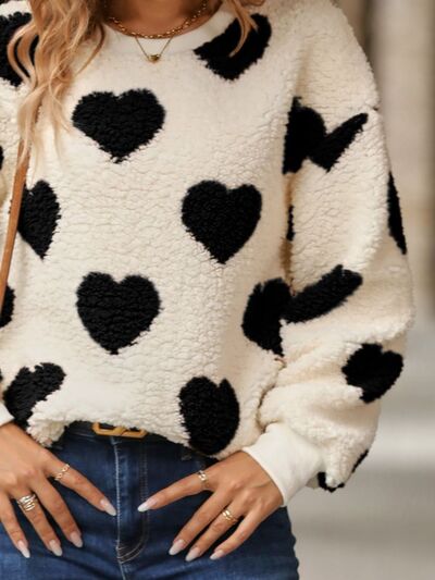 Pull en maille imprimé cœur douillet