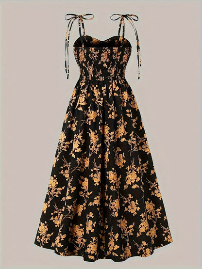 Robe Florale Sans Manches À Col Cœur Pour Femme