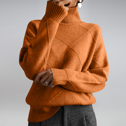 Pull à col roulé tricoté géométrique confortable