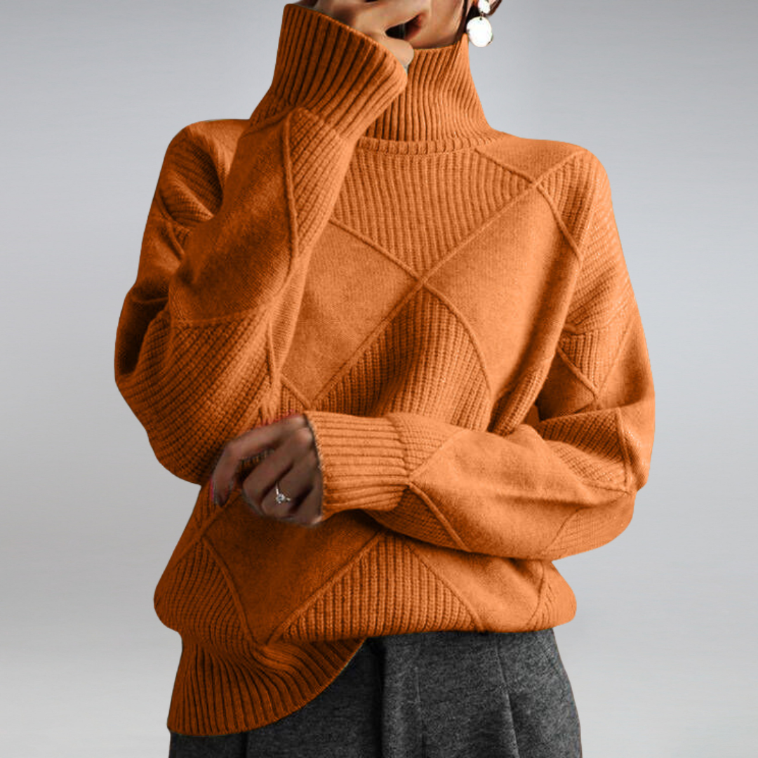 Pull à col roulé tricoté géométrique confortable