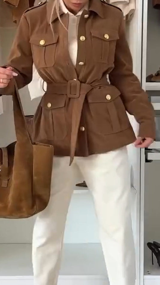 Veste décontractée à revers pour femme chic