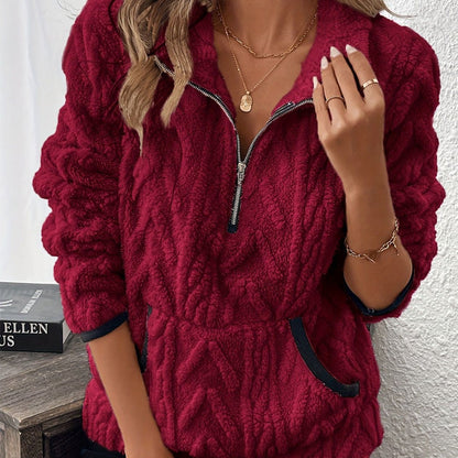 Sweat-shirt douillet à demi-fermeture éclair