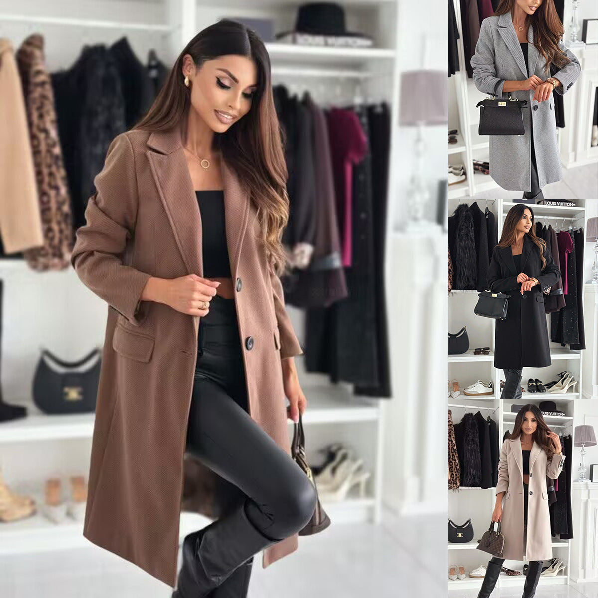 Manteau d'hiver long en laine chic pour femme