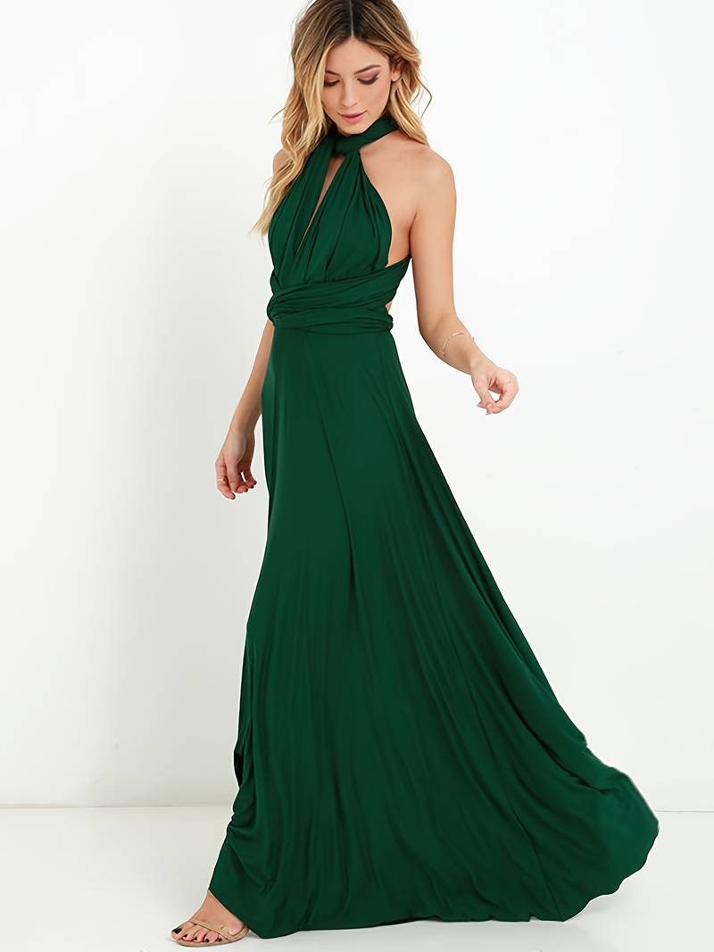 Robe Longue Fluide Convertible Gracieuse pour Femme