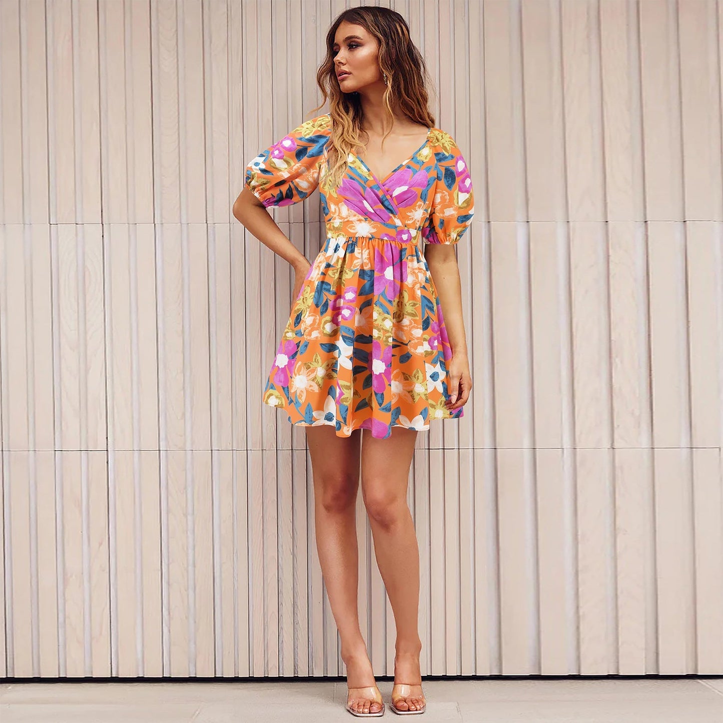 Pauline Laurent® | Robe imprimée fleurs col V
