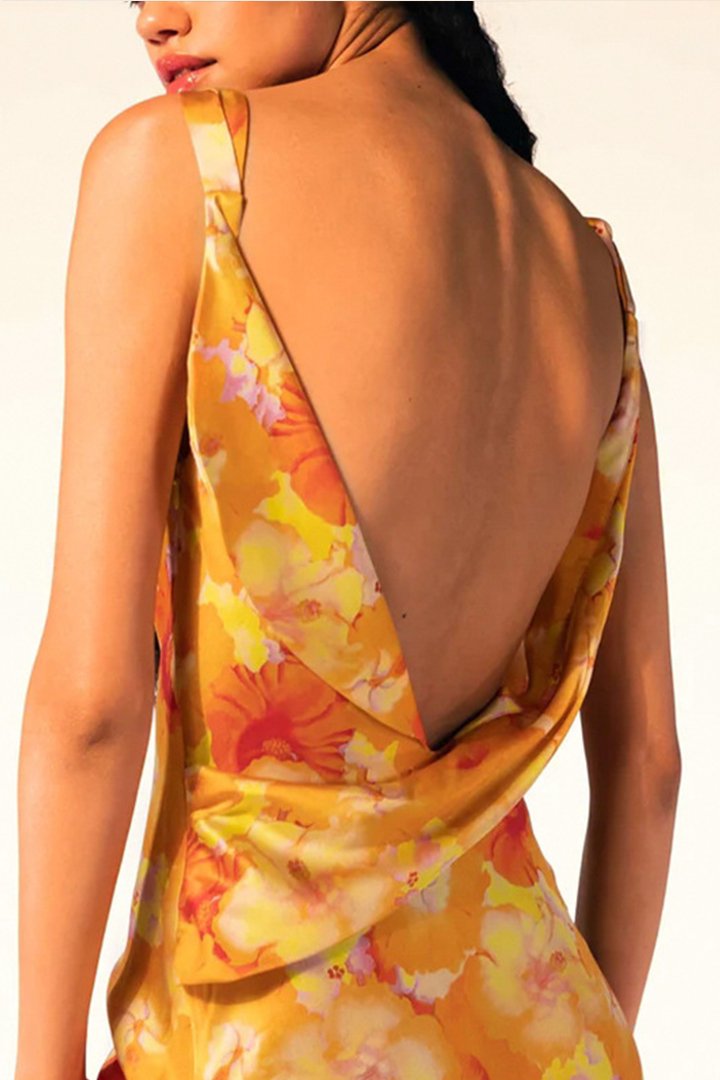 Pauline Laurent® |Robe maxi Alesha avec cothurnes imprimées