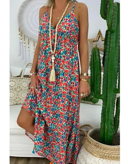 Robe sans bretelles à imprimé floral