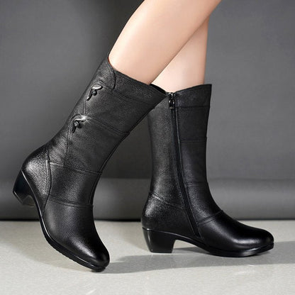 Catheriel™ - Bottines pour femmes jusqu'à mi-mollet avec plateforme et talon épais