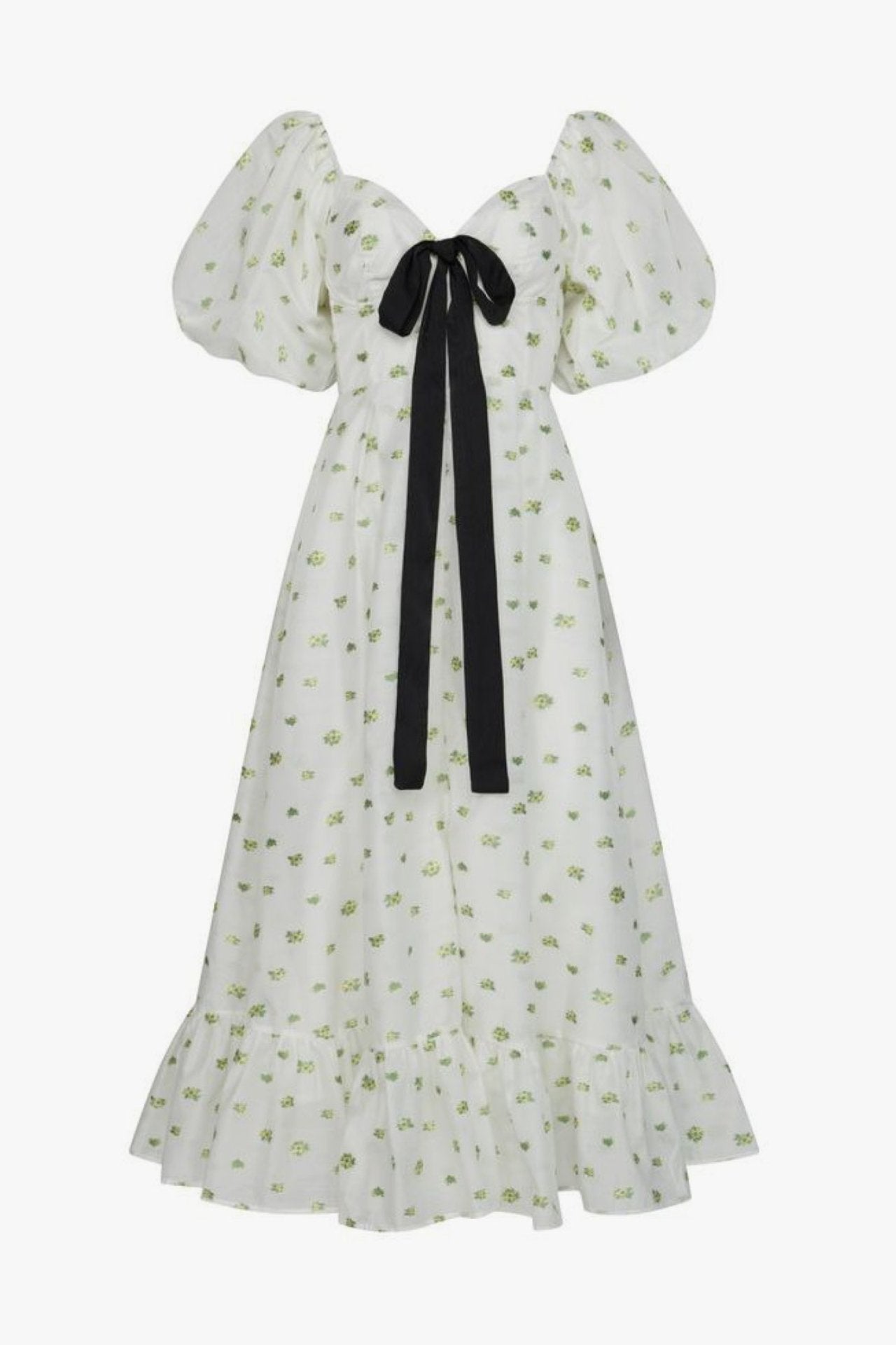 Pauline Laurent® | Robe midi imprimée avec nœud papillon et fente