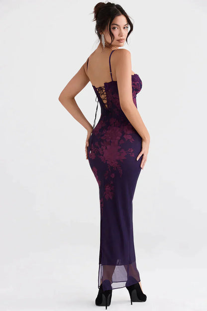 Robe Longue Sans Manches Fleurie Élégante Pour Femme