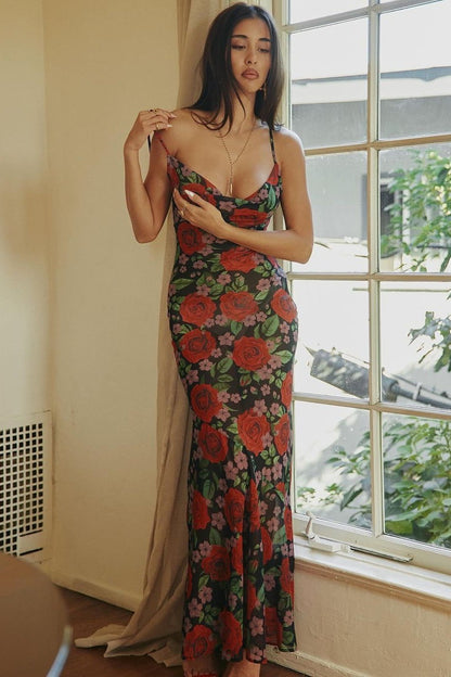 Pauline Laurent® | Floral Maxi robe slip imprimée