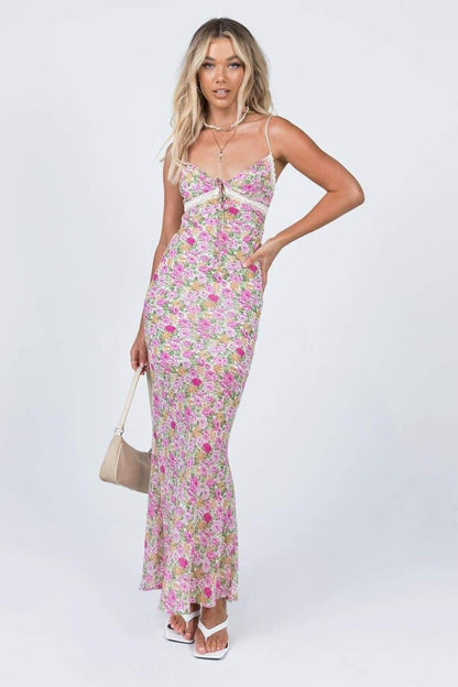 Pauline Laurent® | Robe longue imprimée à volants avec volants