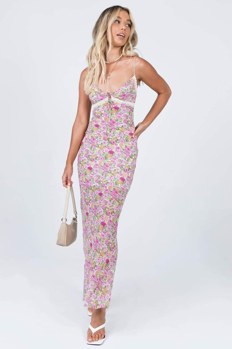 Pauline Laurent® | Robe longue imprimée à volants avec volants