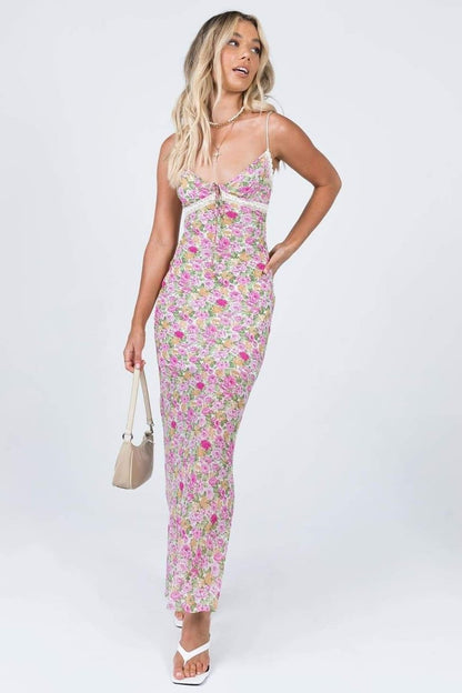 Pauline Laurent® | Robe longue imprimée à volants avec volants