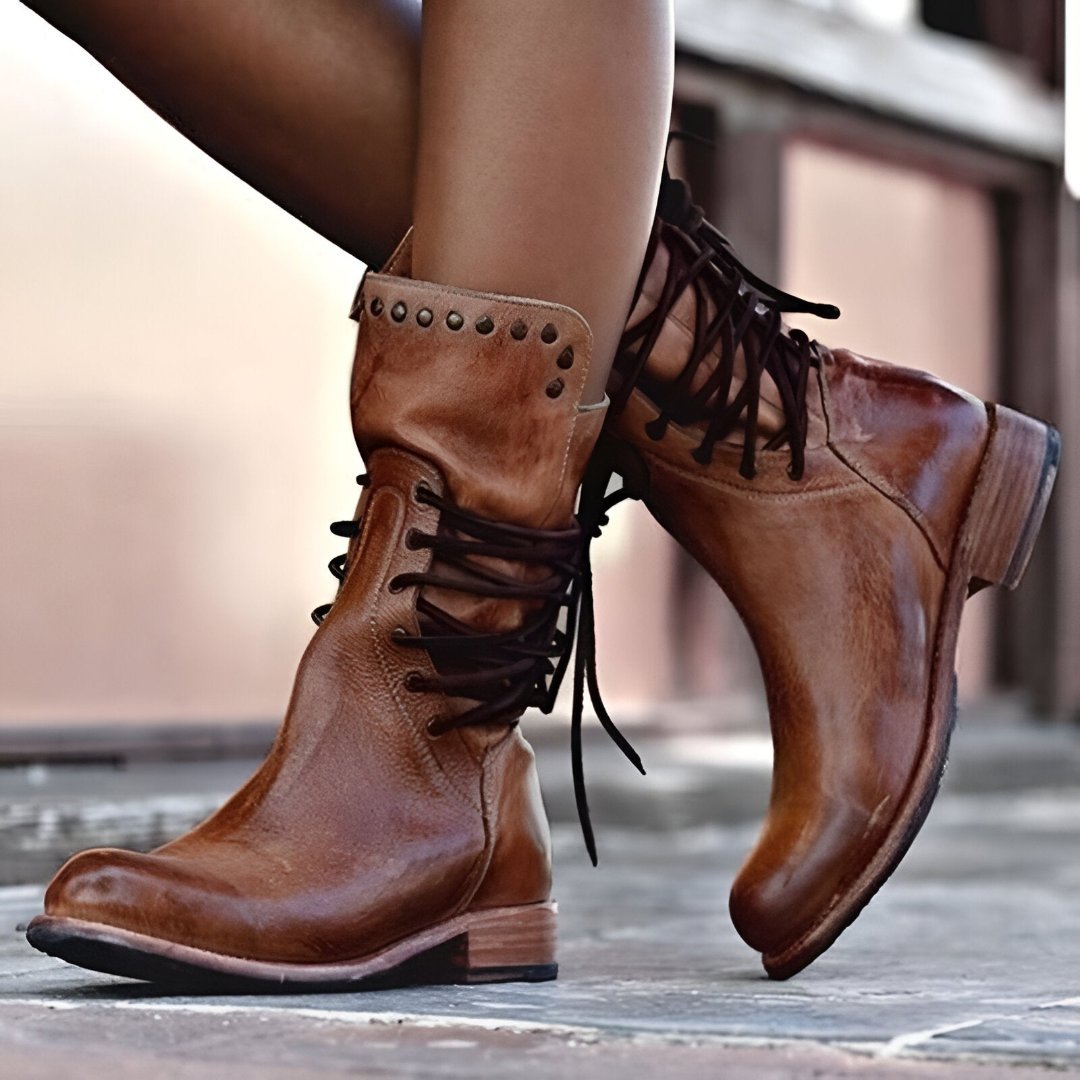 Bottes De Cowboy En Cuir À Multi Sangles Vintage Pour Femme