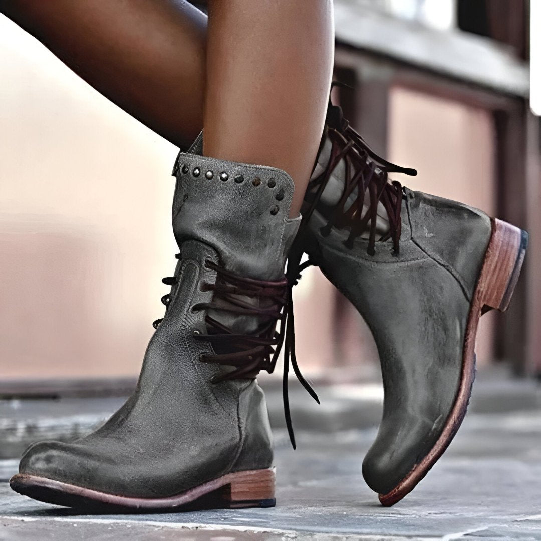 Bottes De Cowboy En Cuir À Multi Sangles Vintage Pour Femme