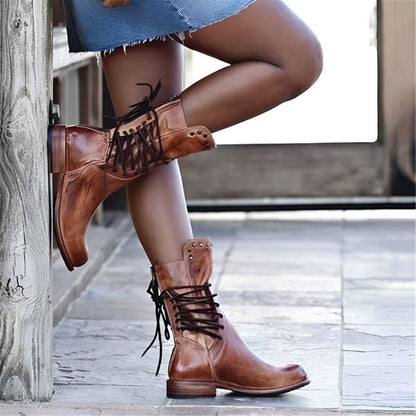 Bottes De Cowboy En Cuir À Multi Sangles Vintage Pour Femme