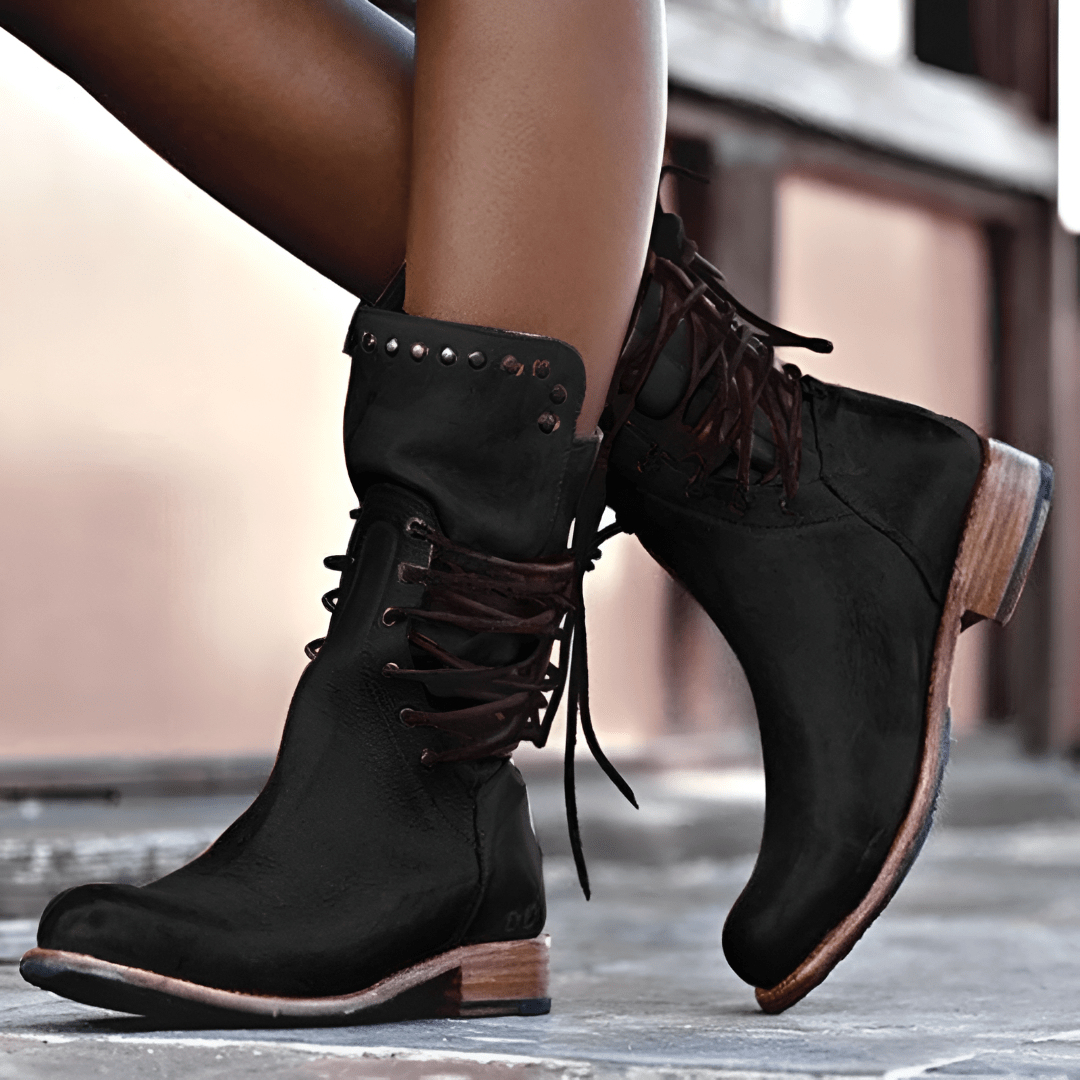 Bottes De Cowboy En Cuir À Multi Sangles Vintage Pour Femme