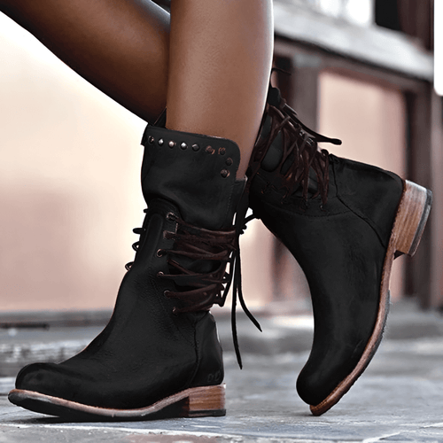 Bottes De Cowboy En Cuir À Multi Sangles Vintage Pour Femme