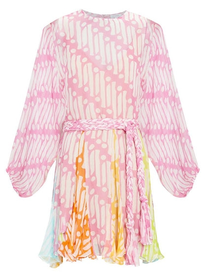 Pauline Laurent® | Mini-robe imprimée avec col rond et ceinture