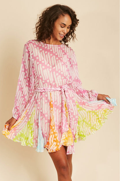 Pauline Laurent® | Mini-robe imprimée avec col rond et ceinture