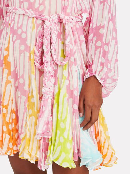 Pauline Laurent® | Mini-robe imprimée avec col rond et ceinture
