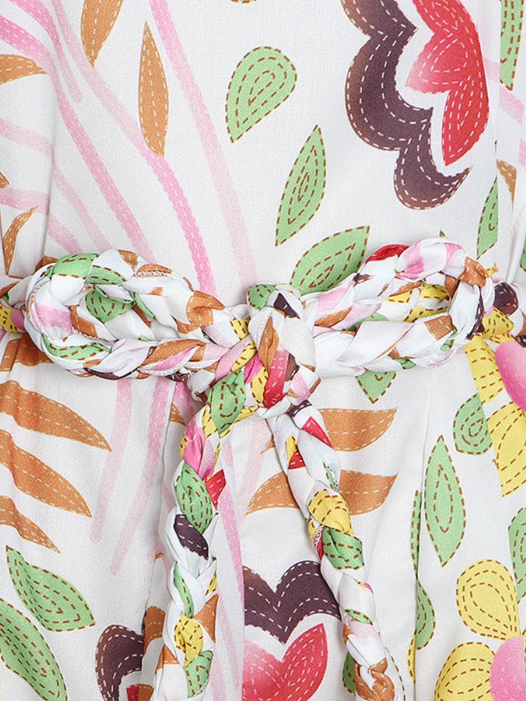 Pauline Laurent® | Mini-robe imprimée avec col rond et ceinture