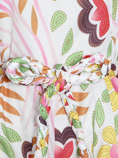 Pauline Laurent® | Mini-robe imprimée avec col rond et ceinture