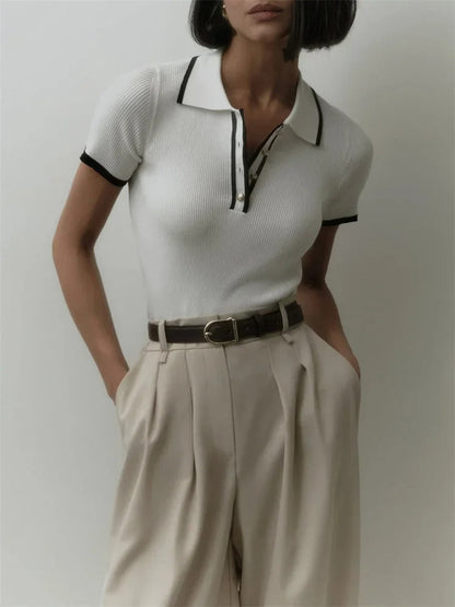 Pauline Laurent® | Polo Court Ajusté à Manches Courtes