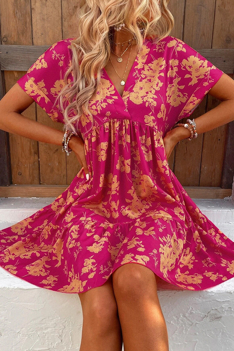 Pauline Laurent® | Robe à imprimé floral à manches courtes pour femmes