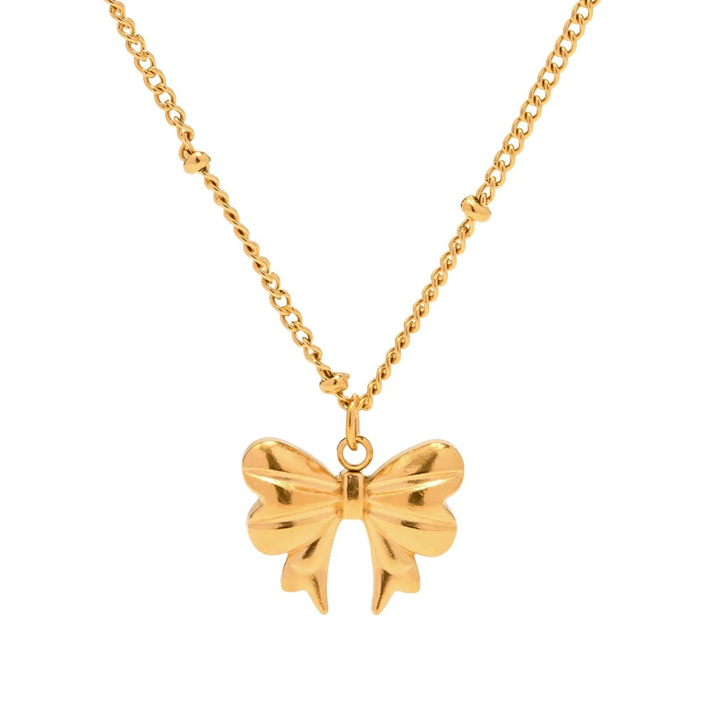 Élodie Lavin® | Collier doré pendentif nœud romantique