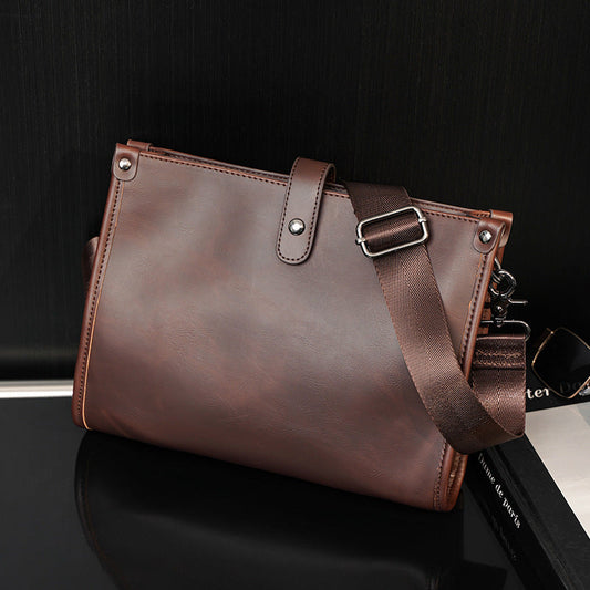 Sac à bandoulière rétro homme en cuir marron