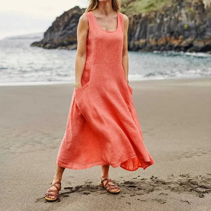 Robe Sans Manches En Coton & Lin