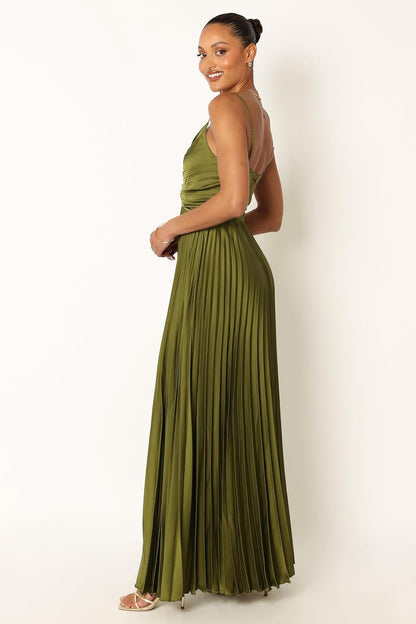 Robe mi-longue plissée élégante pour événements formels