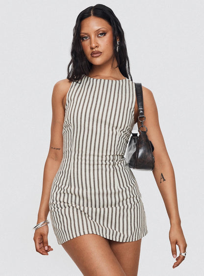 Robe mini décontractée à rayures pour femme tenue d'été
