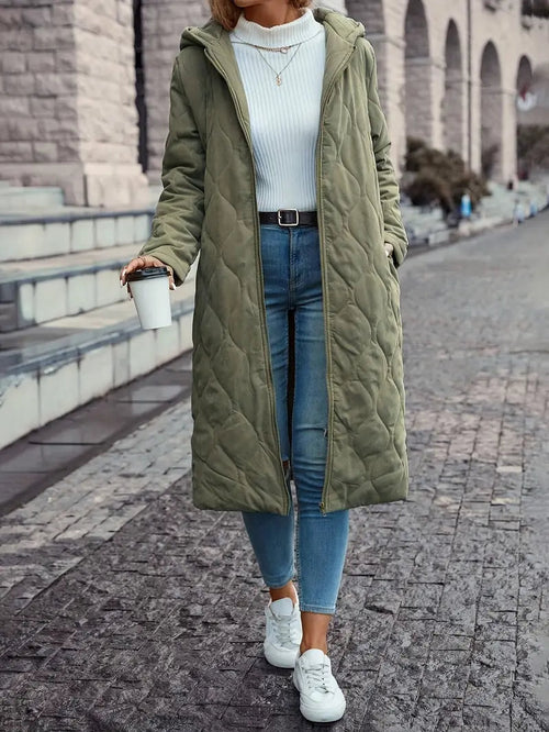 Manteau matelassé en coton douillet à capuche avec manches longues