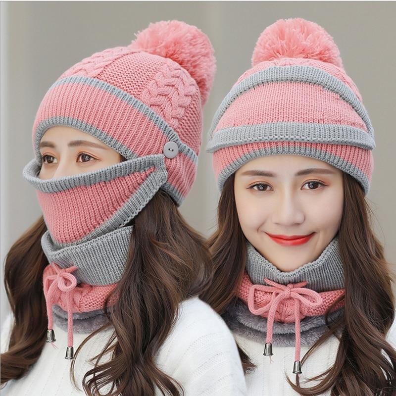 Ensemble confortable bonnet en tricot et écharpe d'hiver pour femmes