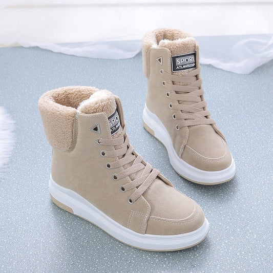 Bottes d'hiver douillettes doublées de fourrure pour femmes