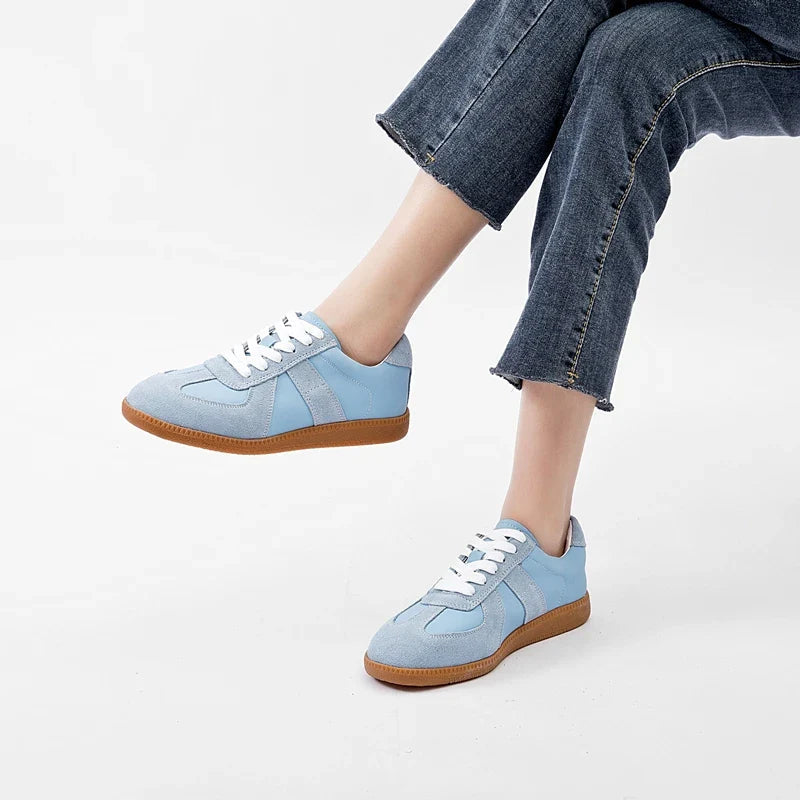 Baskets élégantes pour femmes en cuir véritable