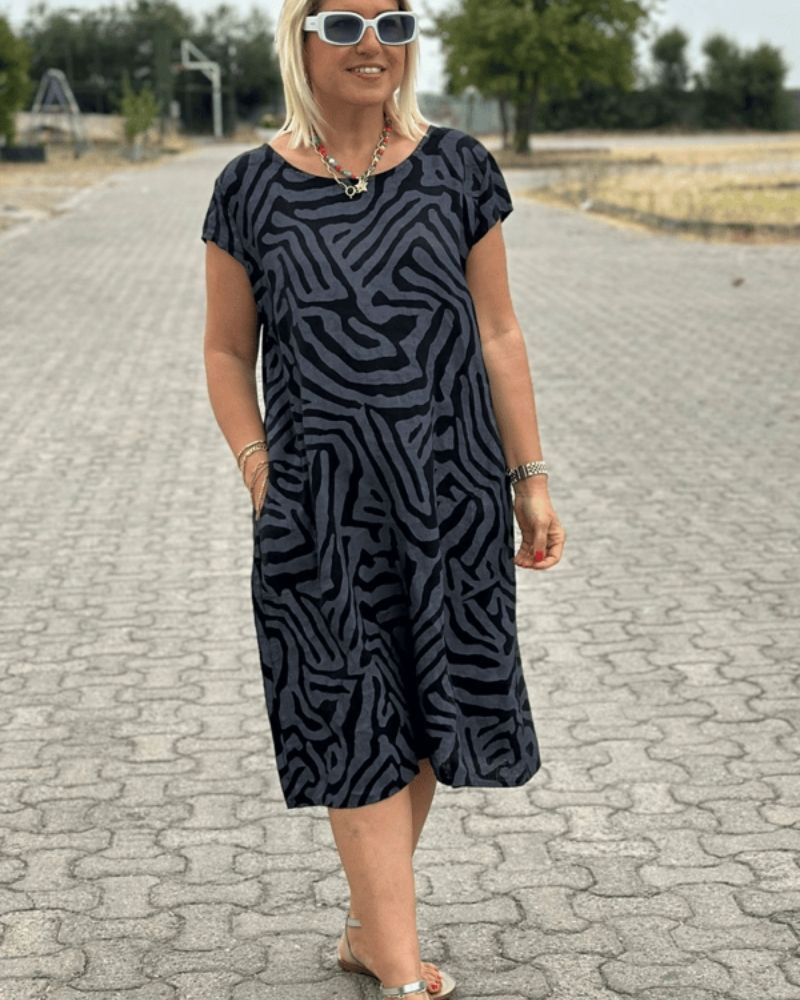 Robe Midi Élégante de Printemps avec Silhouette Flottante