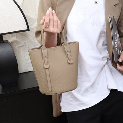 Sac seau en cuir grainé
