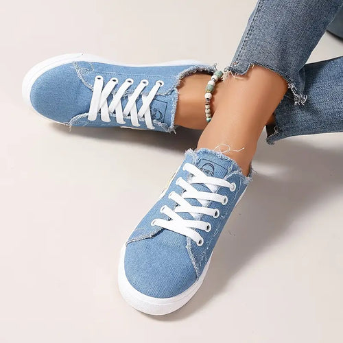 Cyrelia™ - Chaussures en toile lacées plates tendance et confortables qui vont avec tout