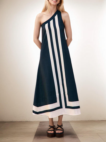 Robe midi asymétrique avec décolleté pour femme