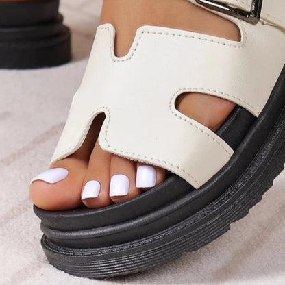 Sandales à brides en cuir véritable pour femmes