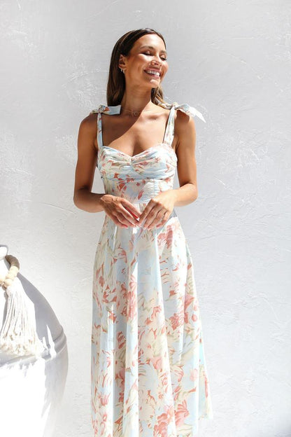 Pauline Laurent® | Robe midi imprimée à bretelles