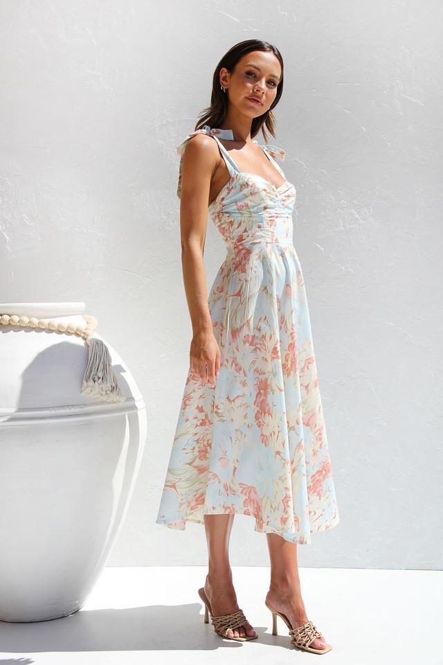 Pauline Laurent® | Robe midi imprimée à bretelles