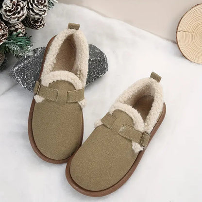 Ballerines confortables doublées en polaire avec bride à boucle