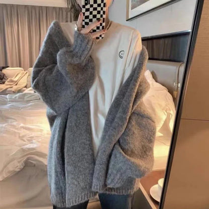 Cardigan en maille surdimensionné confortable avec fermeture à boutons