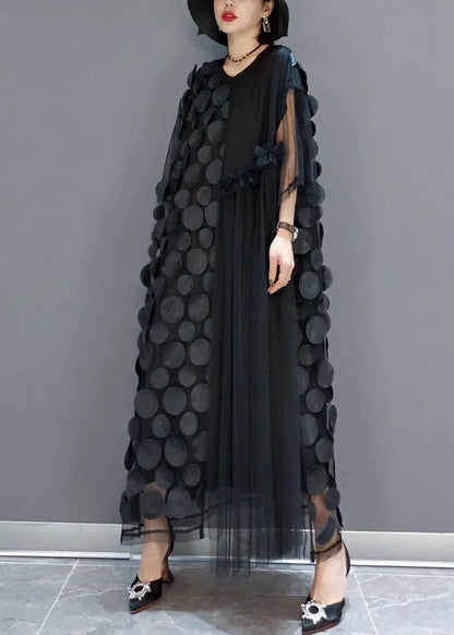Robe de soirée en tulle à encolure ronde et manches asymétriques